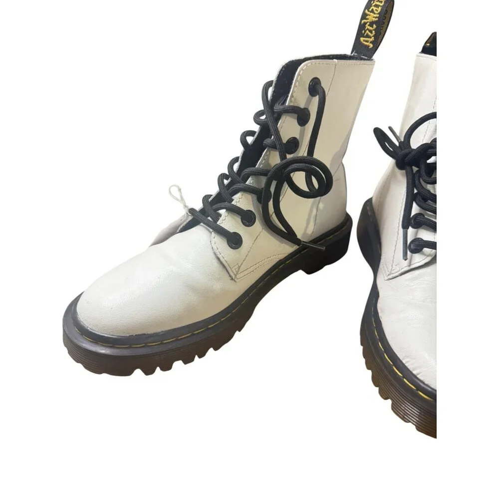Dr. Martens Luana White Leather Lace-Up Ankle Boots With Black Size US 7/UK 5 - Picture 12 of 12